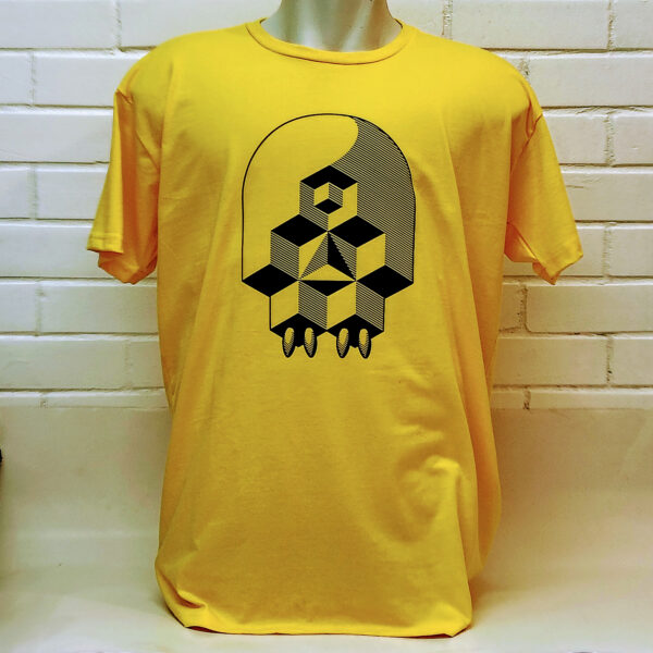 Camiseta 'Caveira Cubista' Amarela.